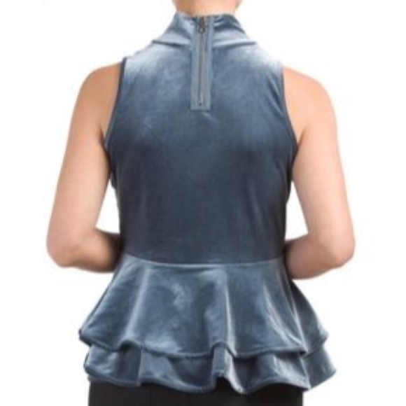 NEW {Torn by Ronny Kobo} Ricki Velvet Peplum Top - Picture 2 of 8